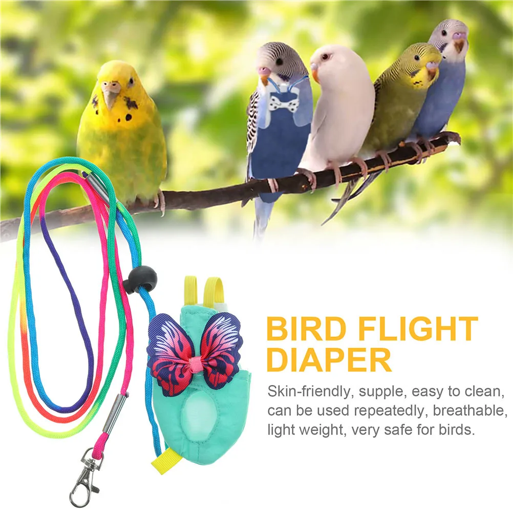 1 مجموعة 1 مجموعة الببغاء ملابس الطيران حفاضات الطيور قابلة لإعادة الاستخدام خفيفة الوزن تسخير المقود ل كوكاتيل ببغاء الطيور الصغيرة مستلزمات الحيوانات الأليفة #6