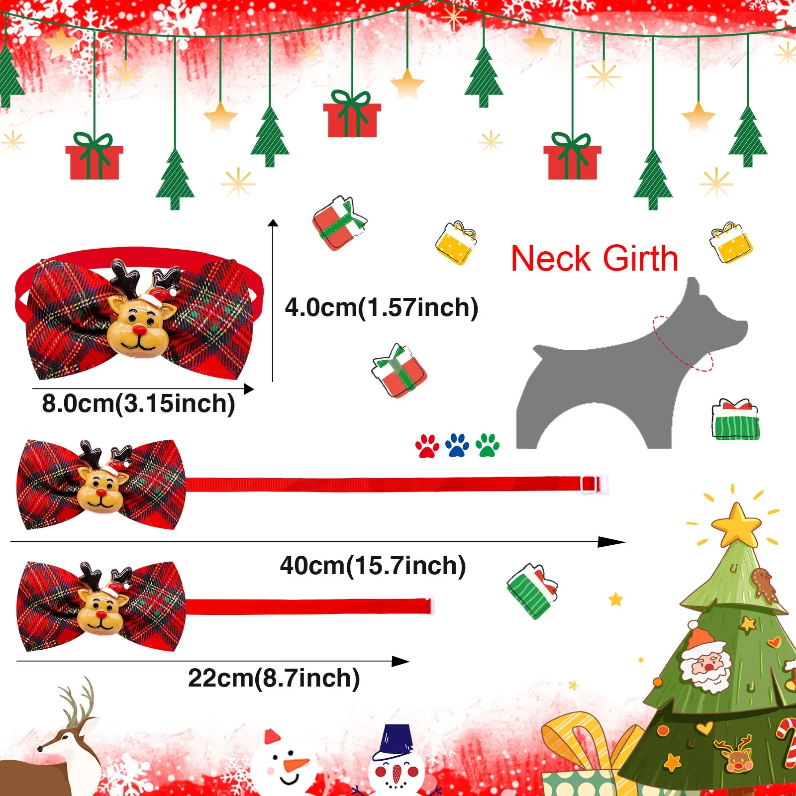 10 PCS Christmas Decorate Dog Bowties for Dogs Bow Tie Collar Doggy Xmas Grooming Dog Items Pets for Small Dogs Accessories