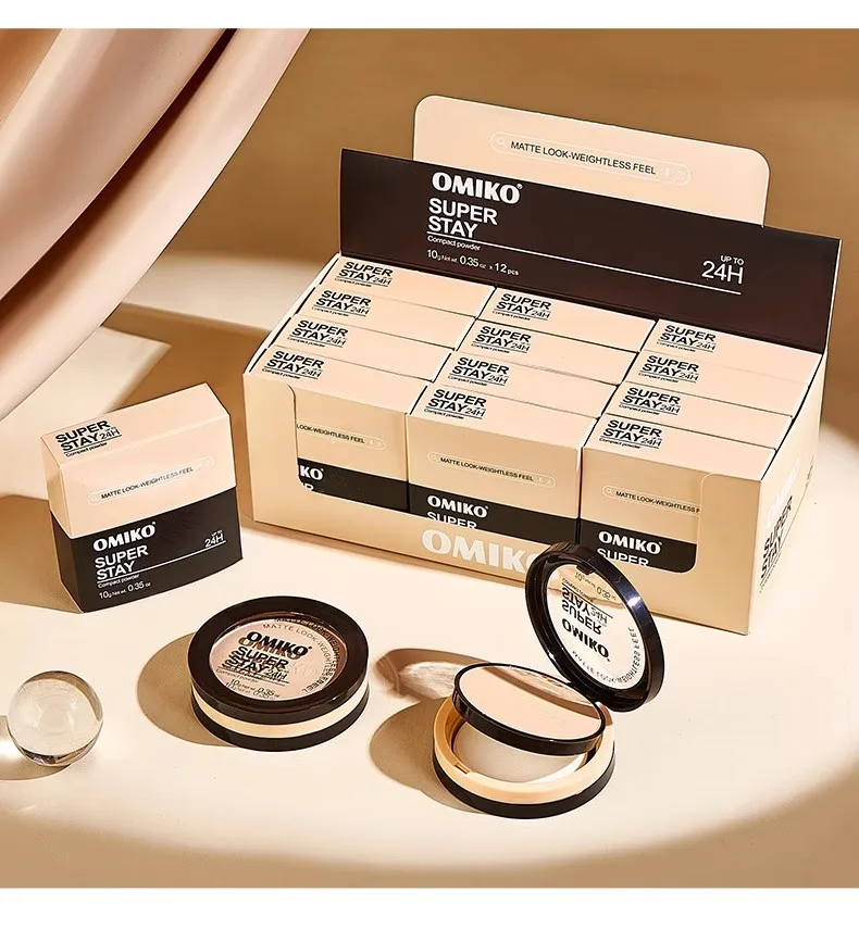 プレストパウダーメイクアップ 防水 長持ち フルカバレッジ フェイスコンパクト セッティングファンデーション オイルコントロール 3色