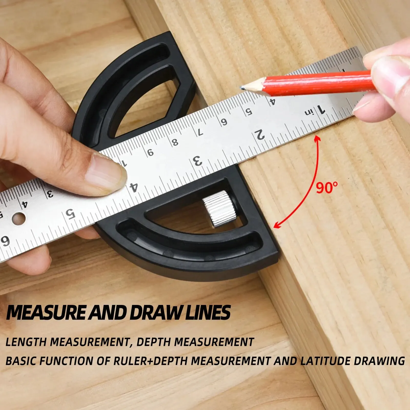 1PC Multi Functional Plastic 8 Inches Magnetic Suction Angle Ruler for Multi Angle Measurement Durable and Detachable