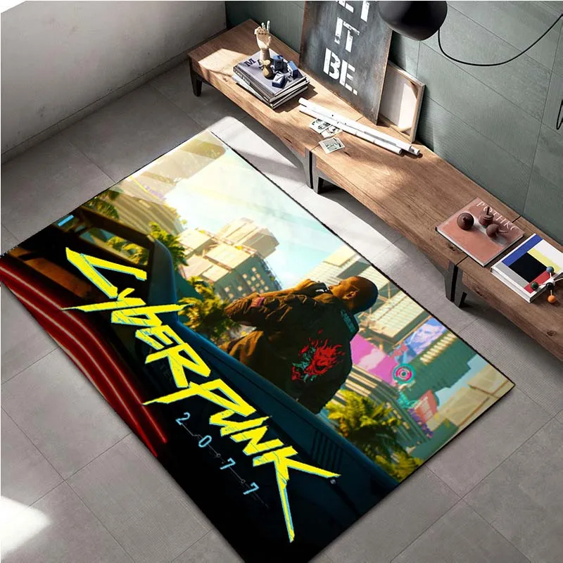 15 Sizes Cyberpunk-2O77 Game  Area Rug,Carpet for Living Room Bedroom Sofa Doormat Home Decoration,Kids Non-slip Floor Mat