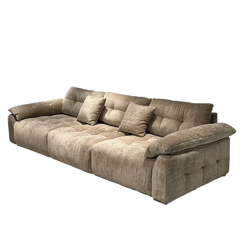 Minimalist lazy style, elephant ear sofa, skin-friendly chenille fabric, high rebound seat bag, living room straight row sofa