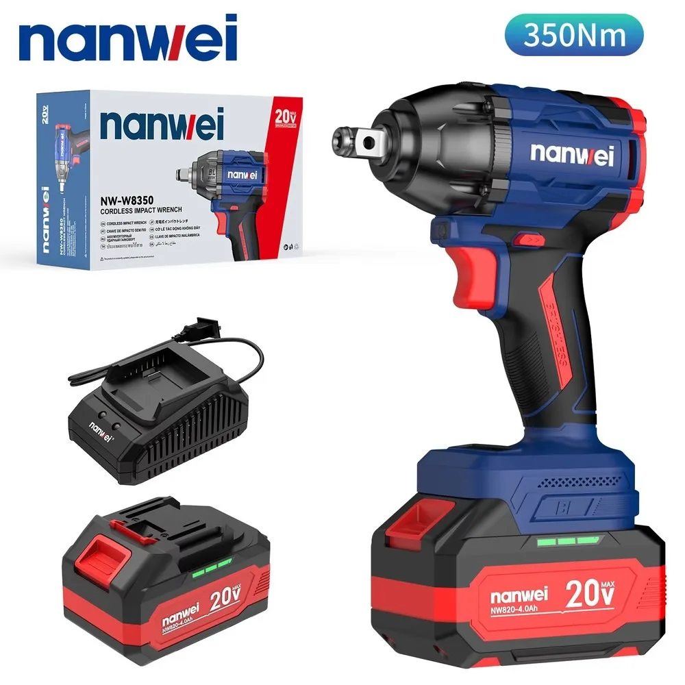 Cordless Electric Impact Wrench 20V Rechargeable Handheld Torque Wrench Power Tool for Car Repair & Home DIY
