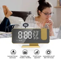 Multifunctional Alarm Clock LED Digital Projection Alarm Clock With Temperature Humidity Mirror Projection  FM Radio Clock