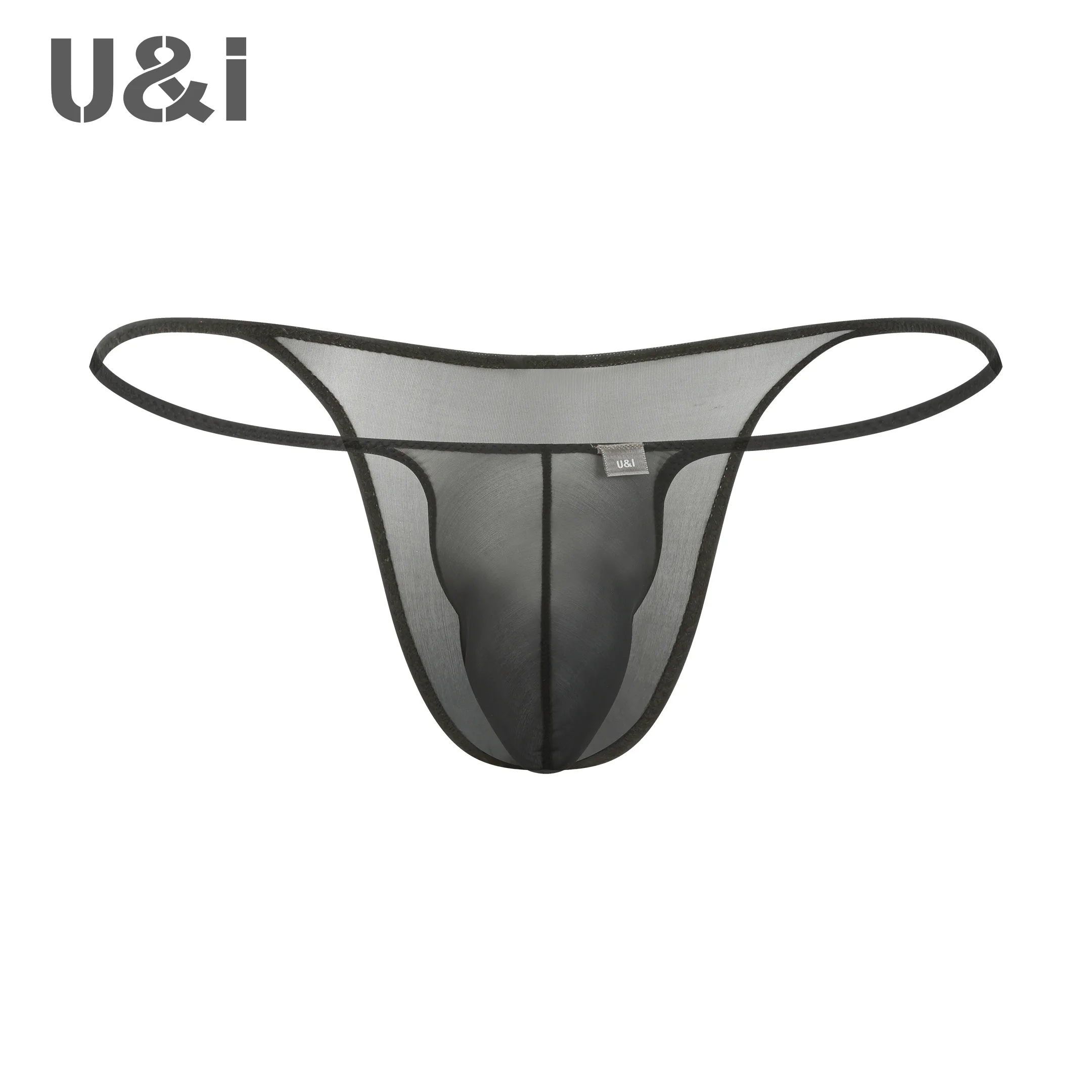 U&I Men's Low-Rise Sexy Transparent Ice Silk Triangle Underwear with U-Shaped Pouch Youth Innerwear Comfortable Briefs
