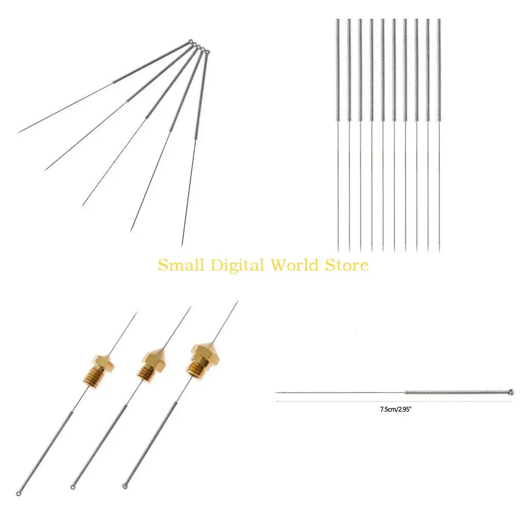 

77UB 10PCS Nozzle Cleaning Needles Stainless Steel Sturdy Needle 3D Printer Universal