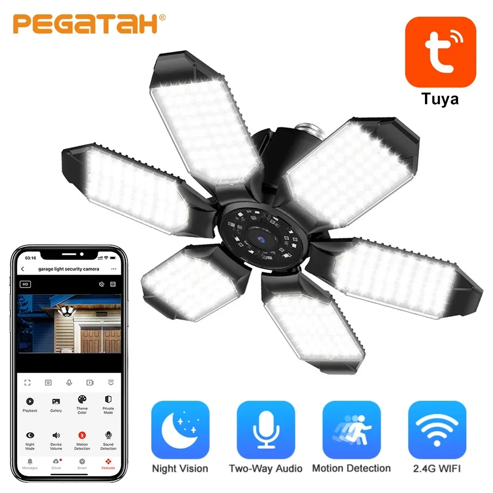 PEGATAH 4MP Tuya E27 Bulb Camera WIFI CCTV Security IP Cameras AI Human Filter Push Color Night Vision Surveillance Security