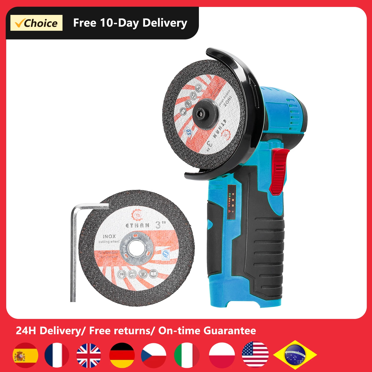 19500rpm Electric Grinding Tool Multifunctional Mini Grinder Handheld Cutter for Cutting Polishing Ceramic Tile Wood Stone Steel