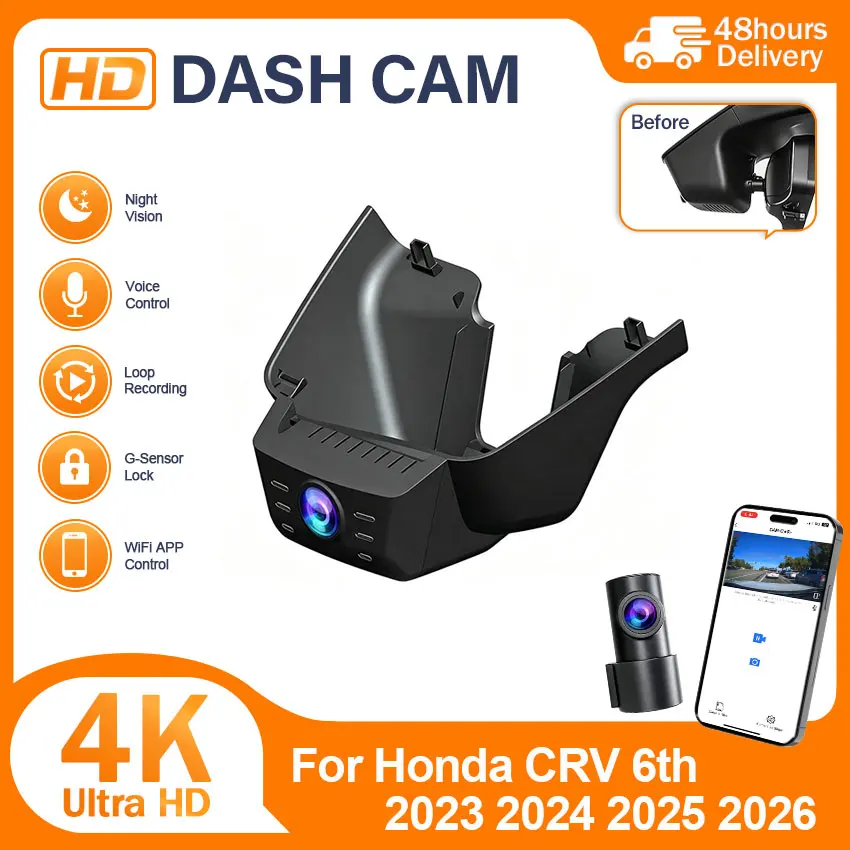 4K Dash Cam For Honda CR-V CRV Hybrid 6th Gen 2023-2026 Original Style DVR Camera with Night Vision Loop Recording