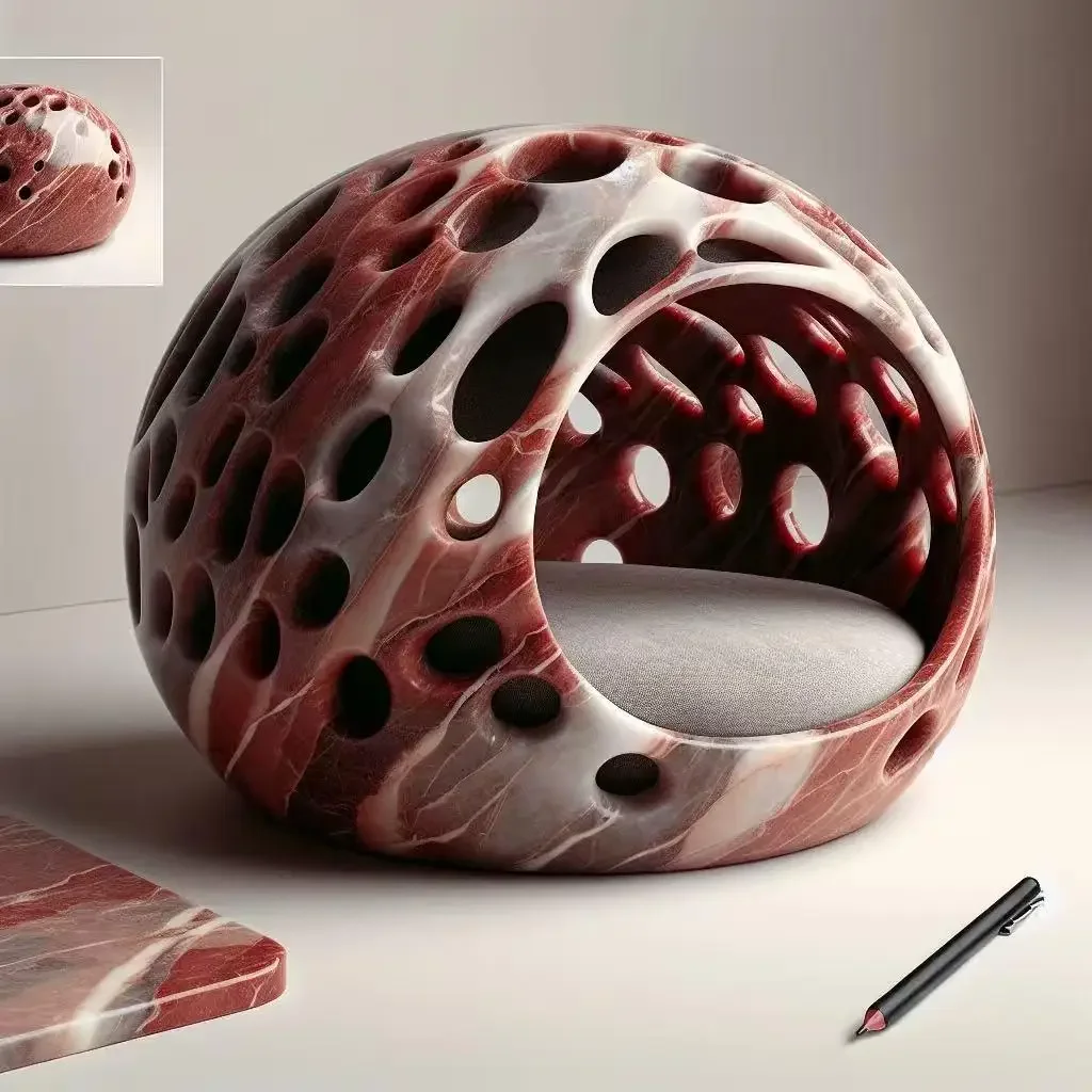 

Luxury Marble Cat House, Heavy-Duty Indoor/Outdoor Pet Mansion with Ventilation Holes for Large Cats, Elegant Stone Shelter