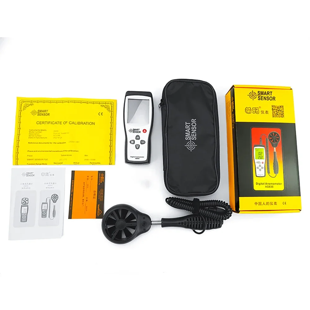 

SMART SENSOR AS836 Digital Air-Flow Gauge Anemometer Wind Speed Meter Temperature 0.3-45m/s Anemometer Wind Sensor Meter