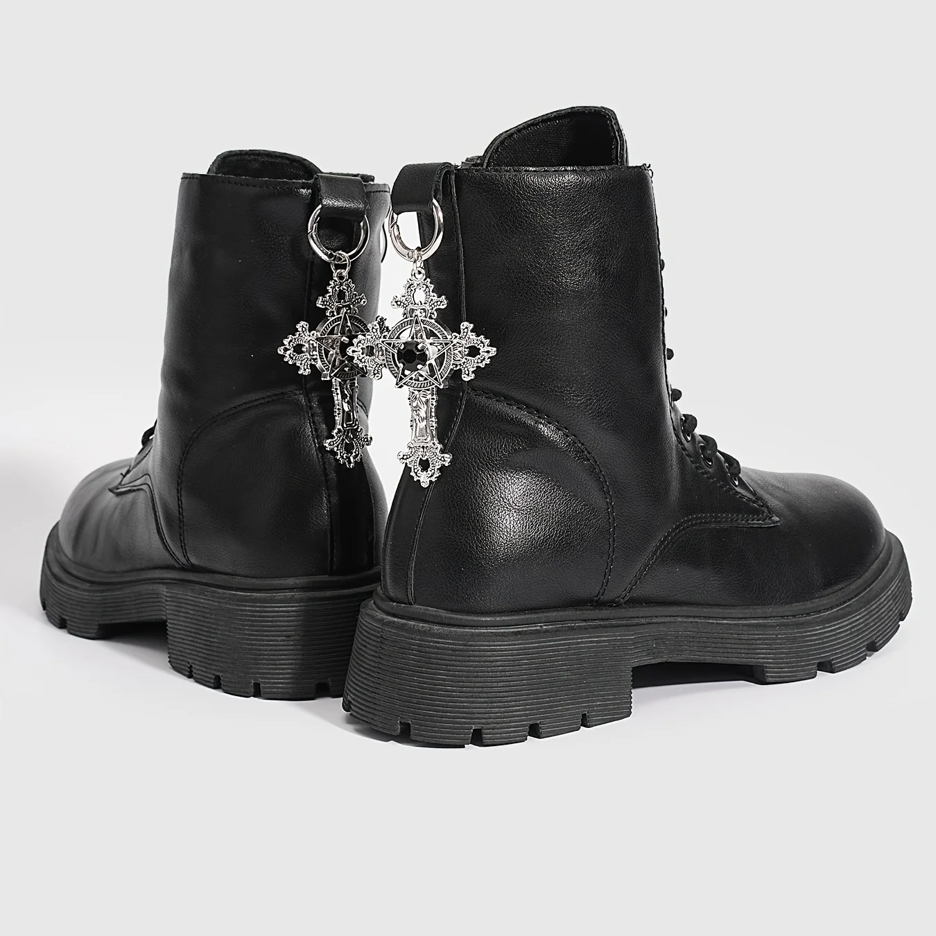 2Pcs Dark Fantasy Pentagram Cross Shoe Charms, Unisex, for Halloween, Daily Outfit & Gift