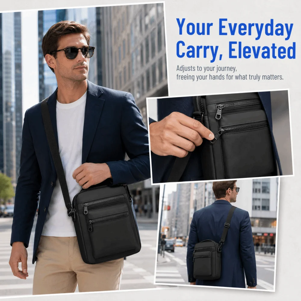 Wear-Resistant Men Sling Bag Oxford Fabric Lightweight Design Crossbody Bag Zipper Closure Adjustable Strap Single Shoulder Bag