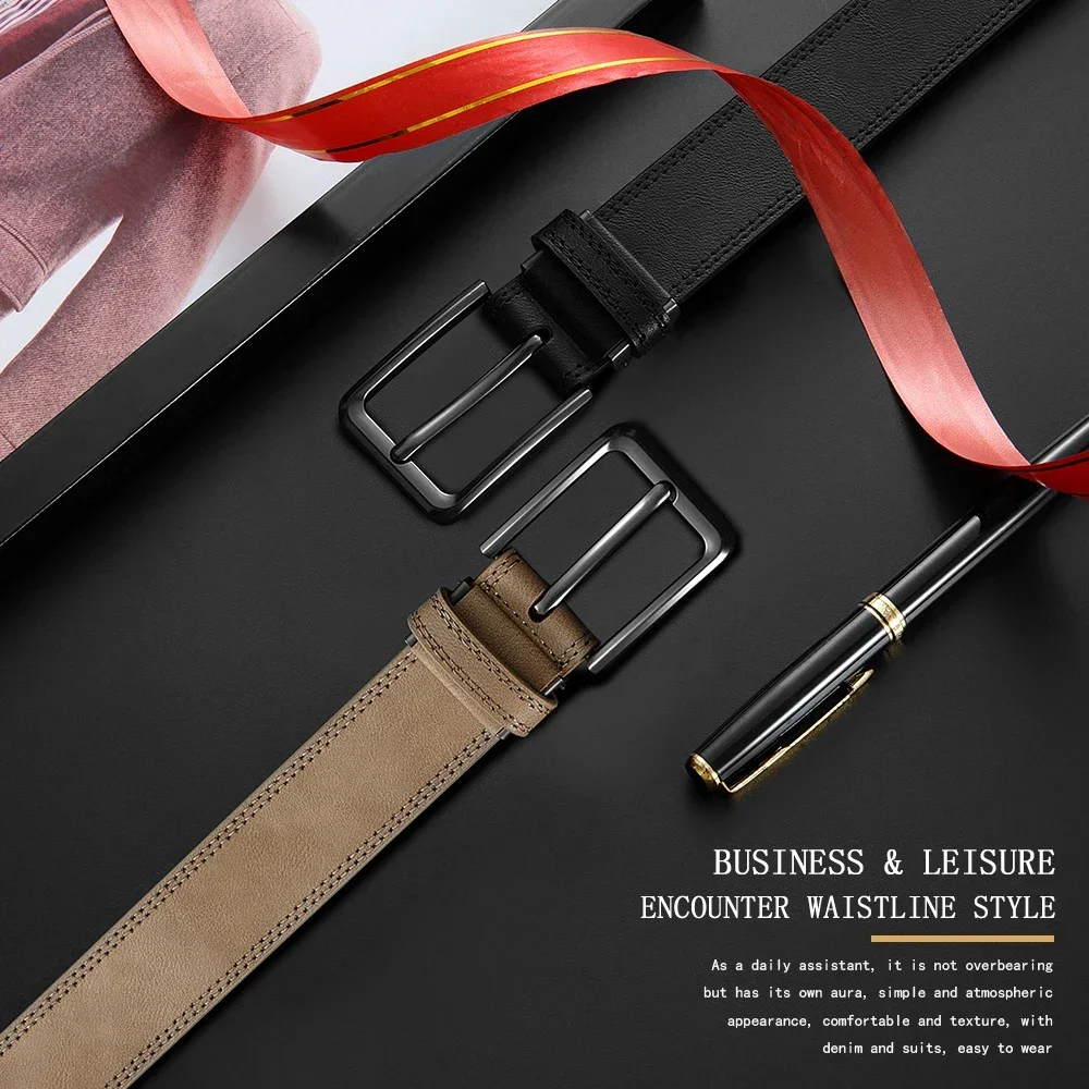 Männer Gürtel Hohe Qualität Echtes Leder LANGE Große Pin Schnalle Metall Automatische Schnalle Männlich Gürtel Strap Männlich – Detail 8