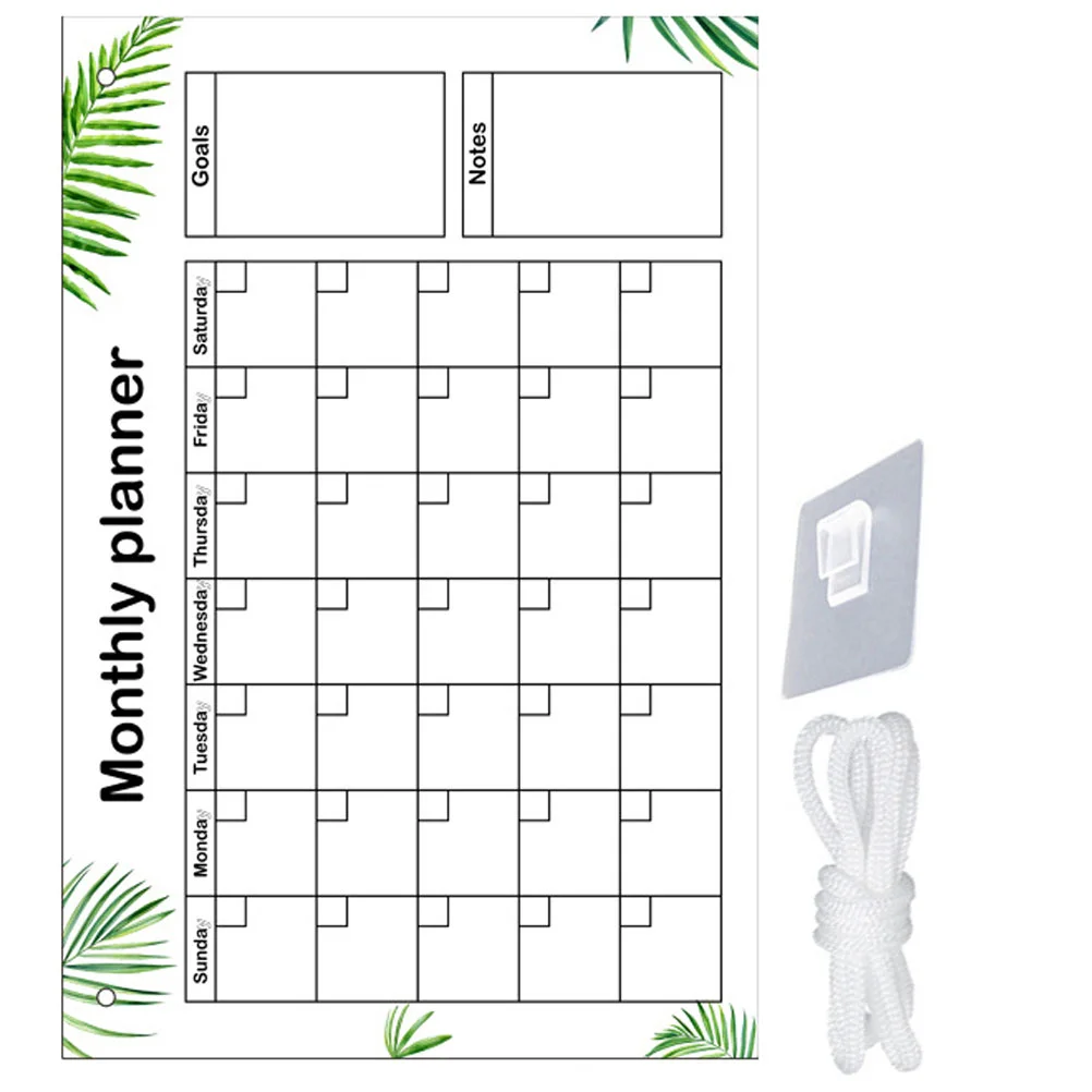 Tablero de notas de planificación mensual acrílico, planificador semanal para refrigerador, borrado en seco creativo