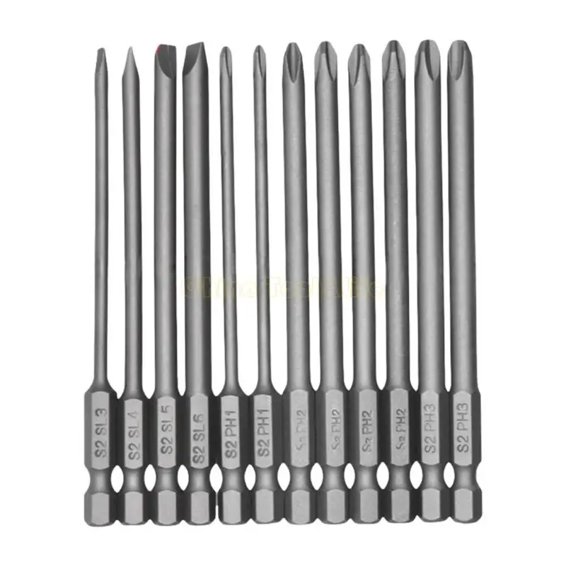 57QF合金スチール100mm長いドライバービット12セット12枚