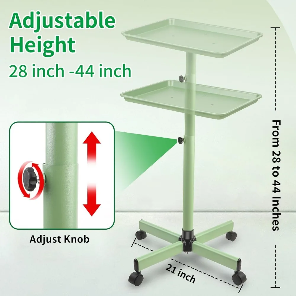 Bandeja de salón con patas de Metal, carrito de Color con altura ajustable sobre ruedas, bandeja rodante de salón, uso Ideal como fácil de mover