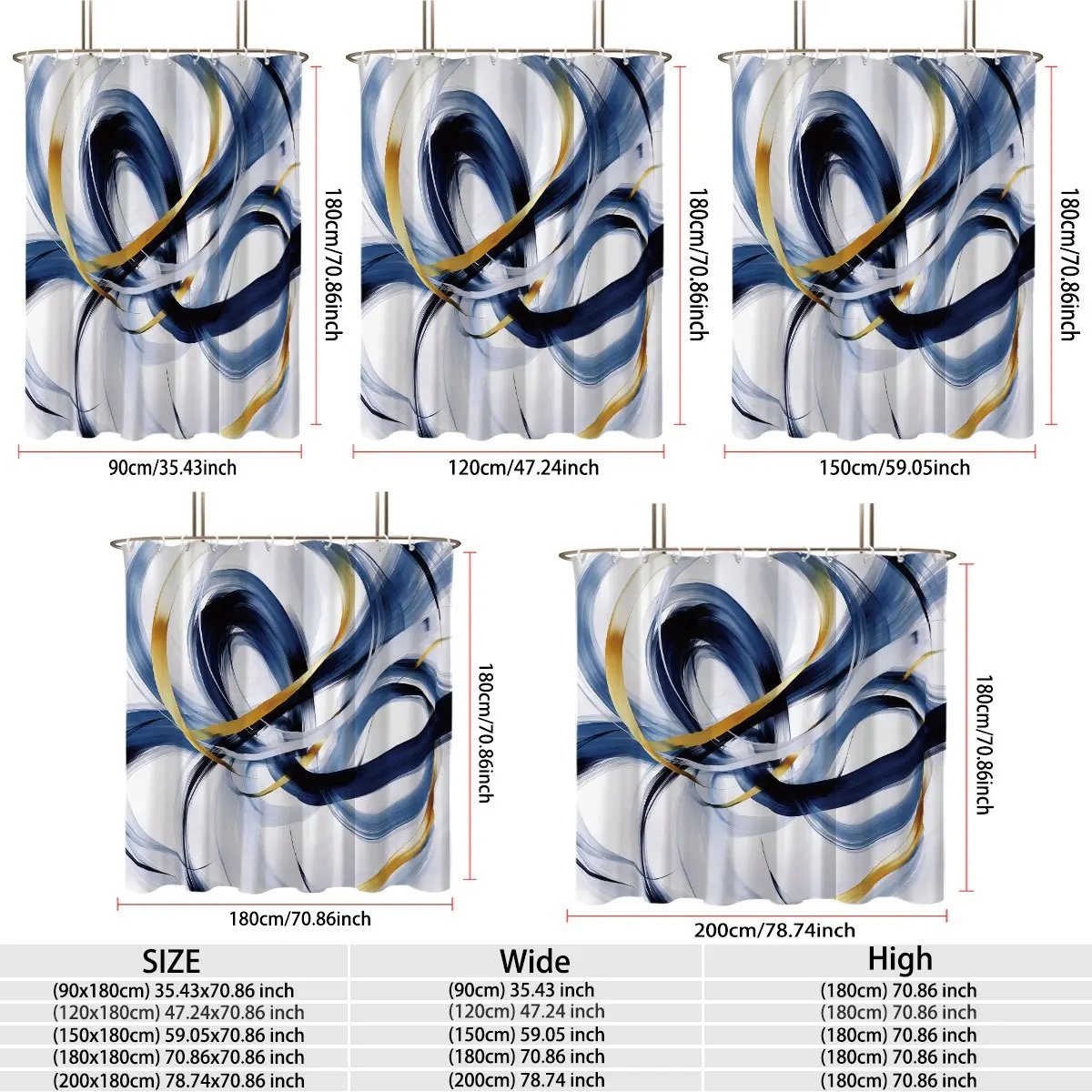 Contemporary Fluid Swirling Blue Golden Stripe Pattern Bath curtain Cozy Plush Bedspread Portable Travel Blanket for Bedroom
