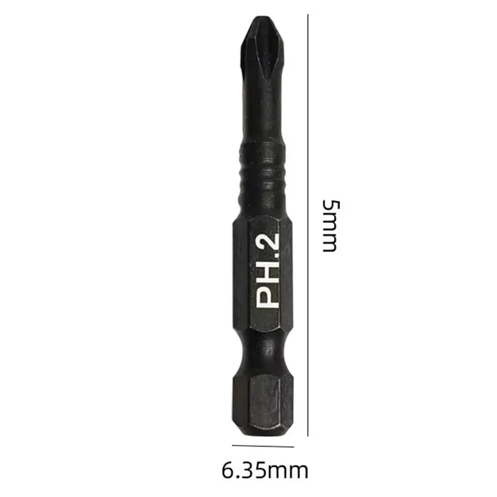 5pcs 50mm Magnetic Cross Screwdriver Bits Set Electric Screwdriver PH2 Bit Anti Slip Batch Head Cross High Hardness Bit Set