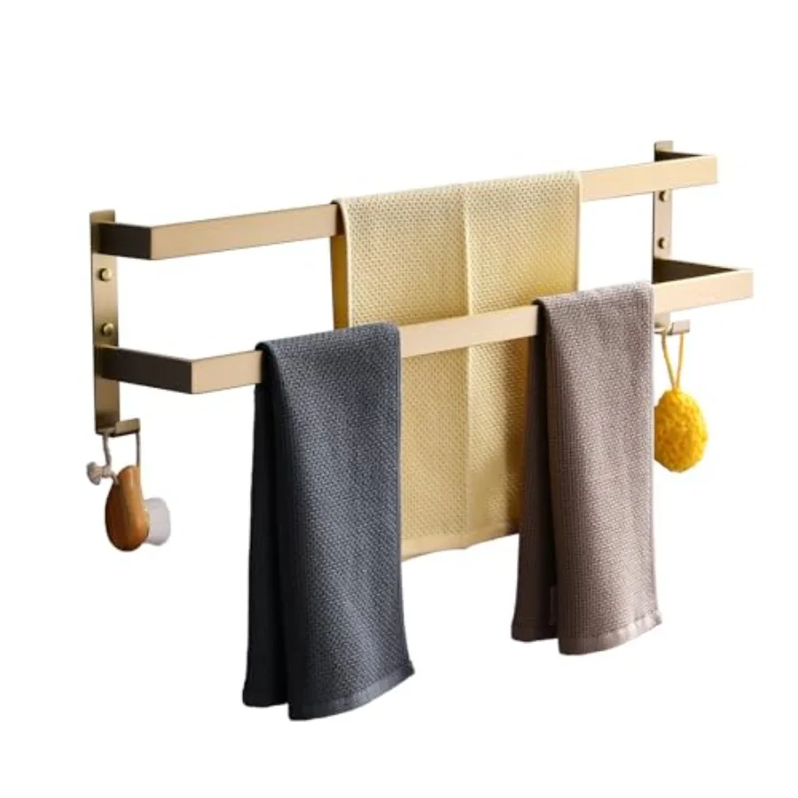 

Double Towel Bar Towel Racks for Bathroom Bath Towel Holders Wall Mount Staless Steel Towels Shelves Towel Rail 2-Tiers es