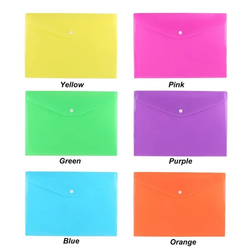 AT82-A4 PP Envelopes With Snap Closure 12-Pack Small Waterproof Poly Folders For Receipts, Stickers, Planners & Photos