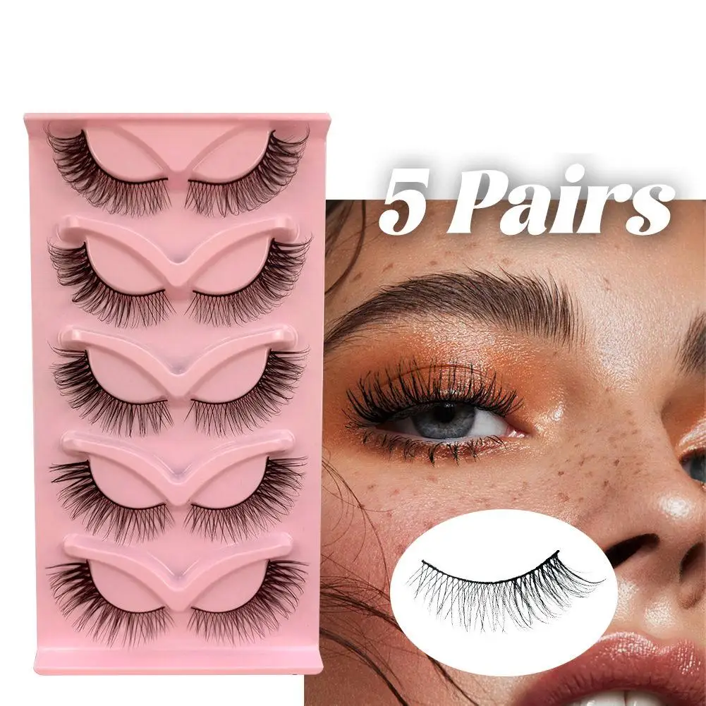 Pestañas postizas calientes, pestañas de gato esponjosas, pestañas de visón 3D, banda delgada, pestañas ligeras, postizas, invisibles, volumen reutilizable, naturales O3C7