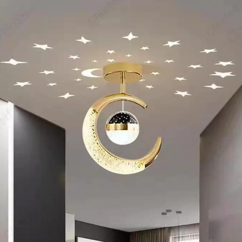 Creative Modern LED Corridor Ceiling Lamp with Full-view Starry Sky Design Decorative Home Lighting for Living Room Bedroom