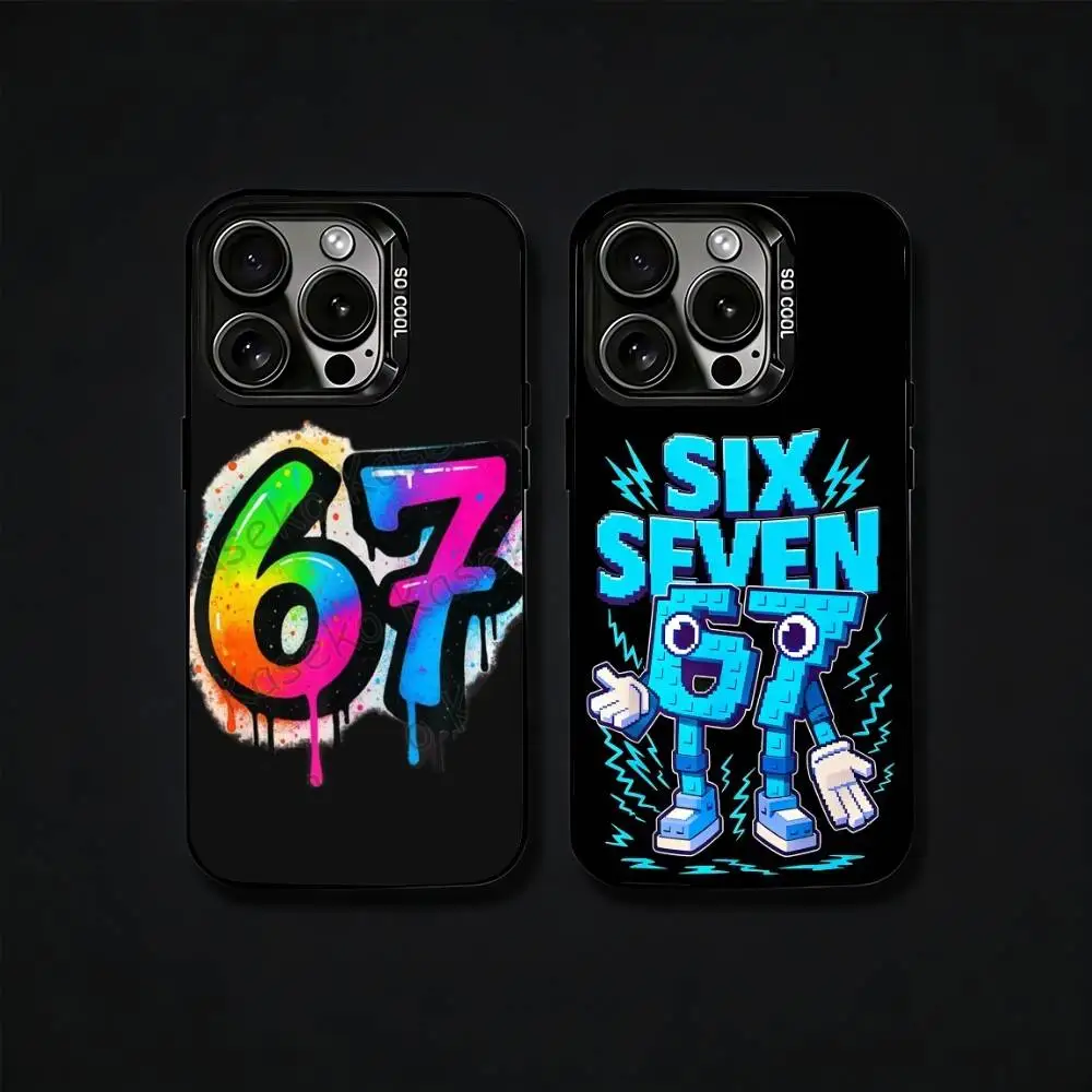 

67 Six Seven Phone Case For iPhone17, 16,15,14,13,12 Pro Max Black Candy Matte Shockproof Cover