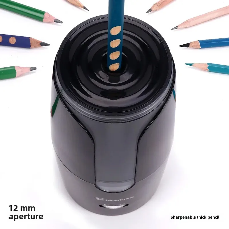 Tenwin Electric Pencil Sharpener Large Caliber Rough Hole Triangle Rod Electric Pencil Machine Turn Pencil Sharpener Lead Pencil