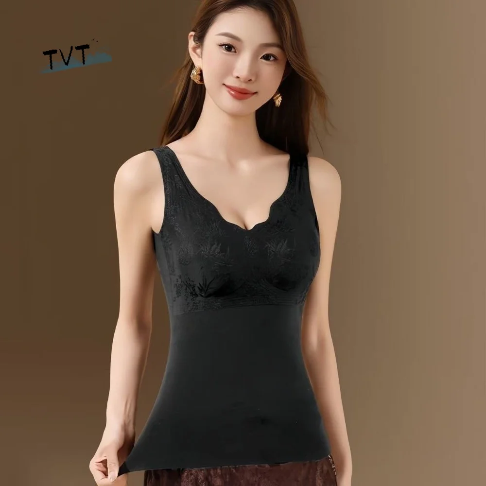 Slimming Thermal Shapewear Camisole Sleeveless with Padded Cups Postpartum Body Shaper Velvet Fleece Crop Tops Tanks
