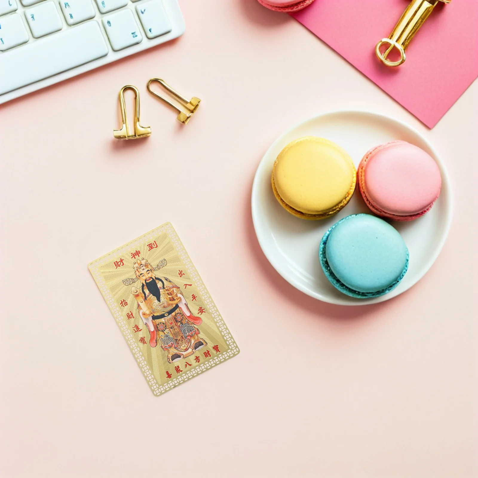 

4Pcs Feng Shui Metal Cai Shen Card God of Wealth Amulet Phone Case Charm Lucky Money Luck Prosperity Protection