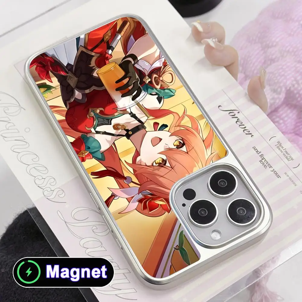 

HSR Guinaifen Silver Plating Magsafe Mobile Phone Case for iPhone 17 16 15 14 13 12 11 Air Pro Max Plus Colorful Cover