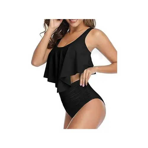 

Women's Two Piece Bikini Swimsuit Ruffled Top High Waist Ele Faionable Poolside ential No Brand Name Provided