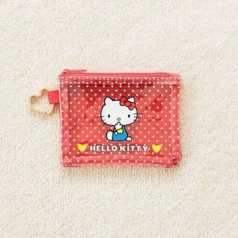 Cute Hello Kitty Kawaii Sanrio Pvc Storage Small Portable Skin Care Waterproof Cosmetic Bag 50th Anniversary Limited Design Gift