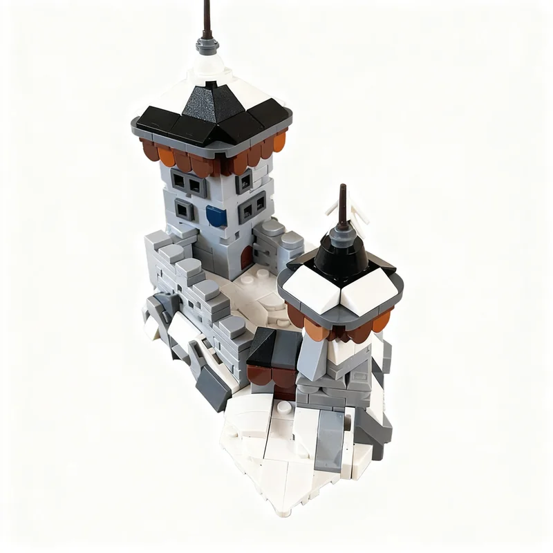 404pcs MOC Architecture Small Winter Castle – Swiss Alpine – MINI Model Christmas Gift Creative Home Decoration Desktop Ornament