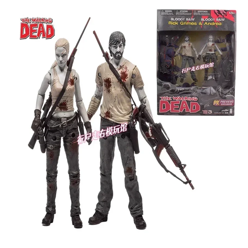 

Walking Dead Meat Comic Series Rick and Andrea 5-Inch Action Figures Set Model Gift Collectible Toy