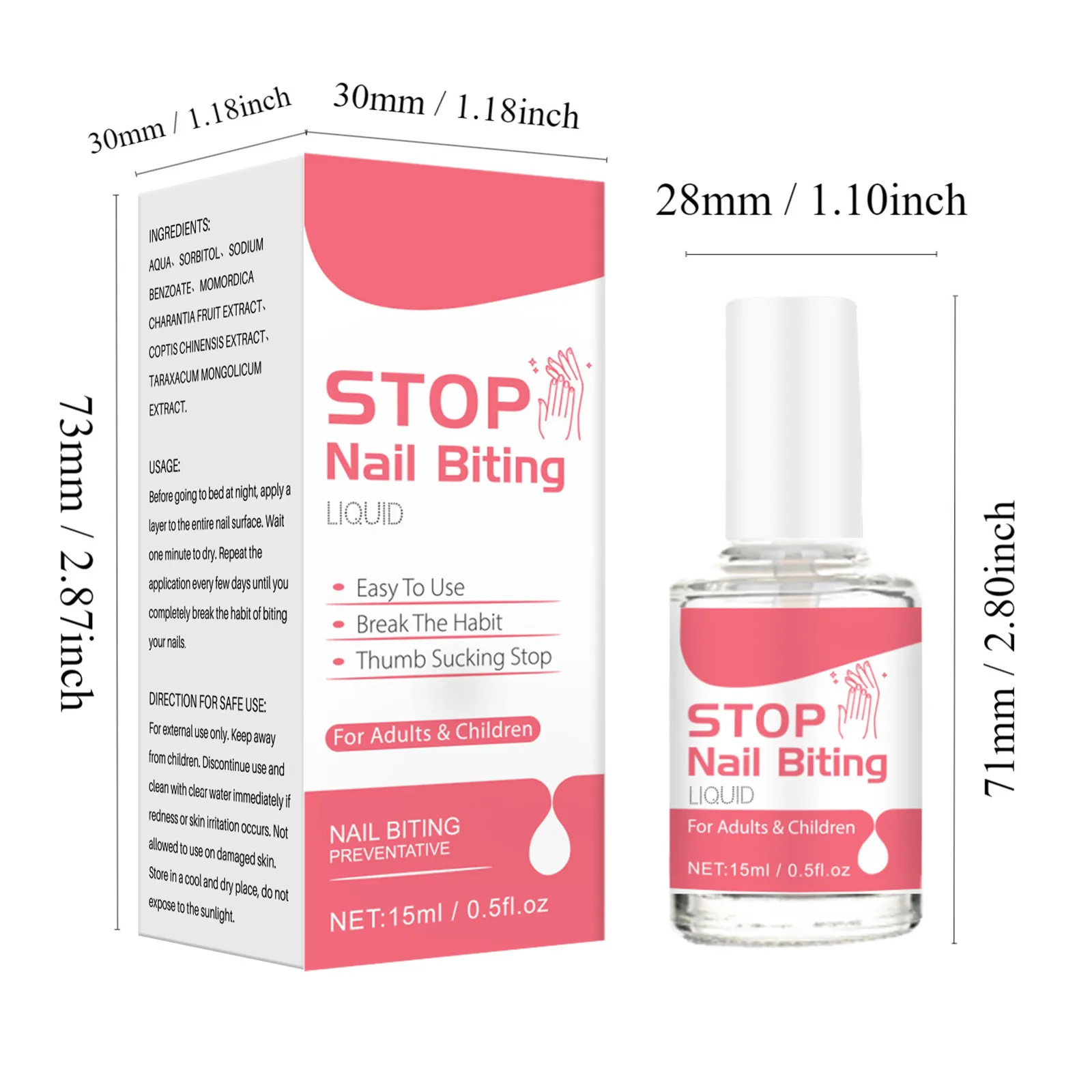 15ml Stop Nail Biting Water, Bitter Nail Water Helps Correct Nail Biting Behavior Safty Thumb Sucking Stop For Kids Children
