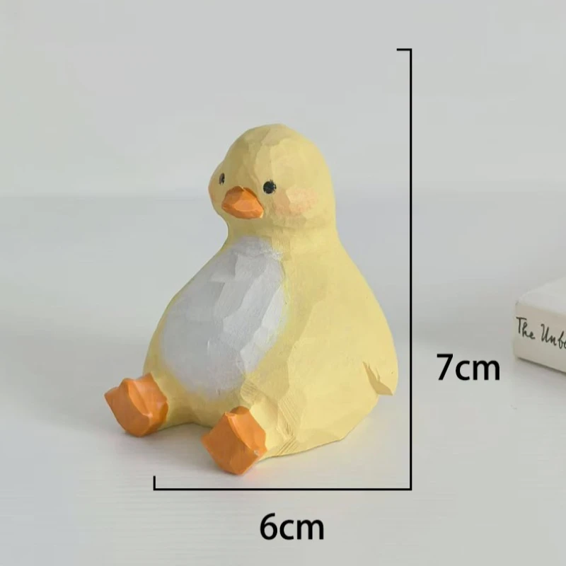 مجموعة البطريق الممتلئة منحوتة يدويًا من الخشب الحرفي لتزيين السيارة هدية مهرجان الجدة للتماثيل الخشبية المصنوعة يدويًا لصديق