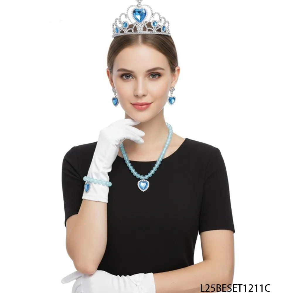 

Набор аксессуаров PESENAR Snow Ice Princess — корона синего сердца, скипетр-снежинка, комплект из бисера, перчатки с бантом, мечтательный