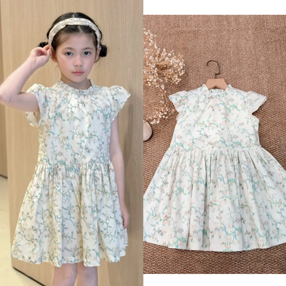 

summer dresses girls clothes Ink print pattern Girls' summer dress Sweet girl's dress flower girl dress