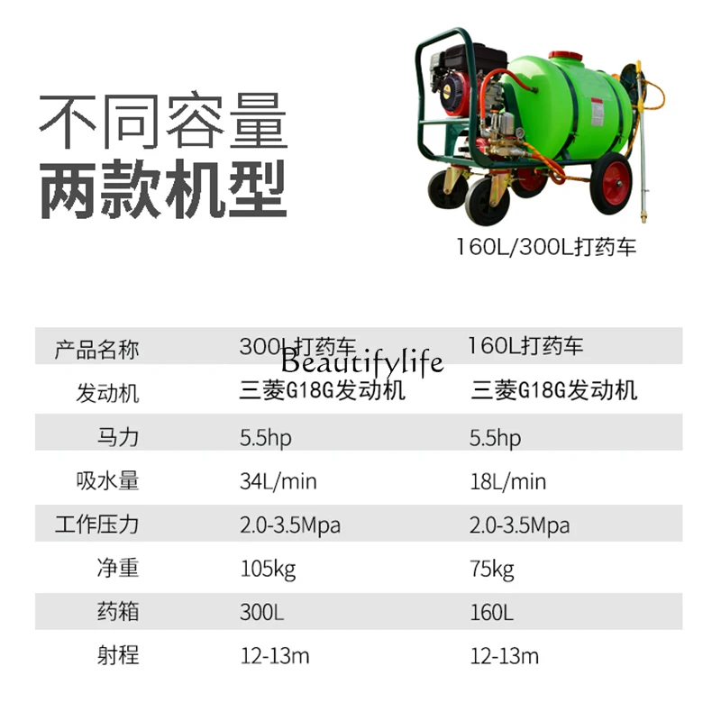 Trolley-Type Hand-Push High-Pressure Agricultural Gasoline Power Sprayer