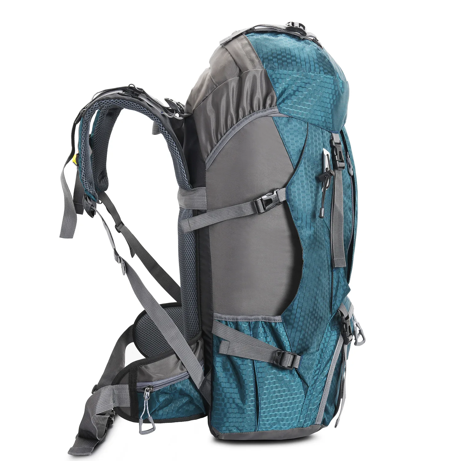 60L Large Capacity Outdoor Hiking Backpack with SOS Whistle and Free Rain Cover for Camping and Travel