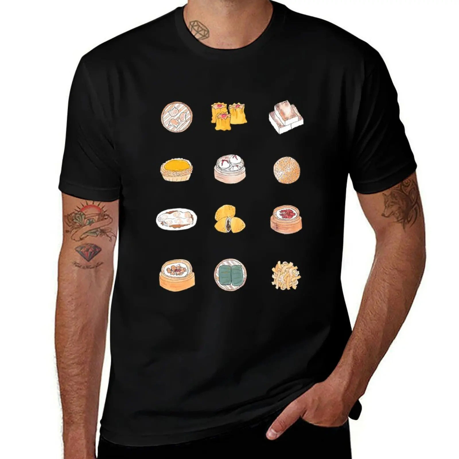 Dim Sum Icon Collage T-Shirt Sport Basic Moisture Wicking Tee
