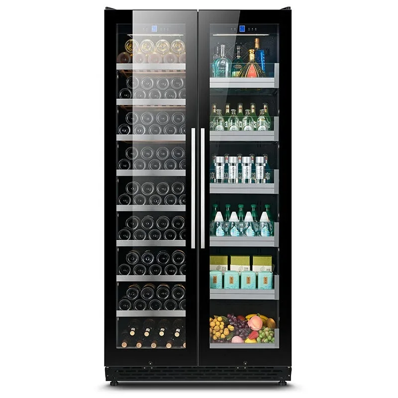 

Freestanding Glass Display 2 Doors Beverage Wine Refrigerator With Lock