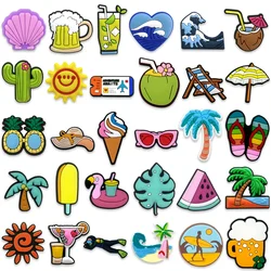 1/30PCS Shoe Charms Vacation Style Plane Ticket Beer Popsicle Resort Collection Shoe Accessories for Clog Summer Shoe Decoration