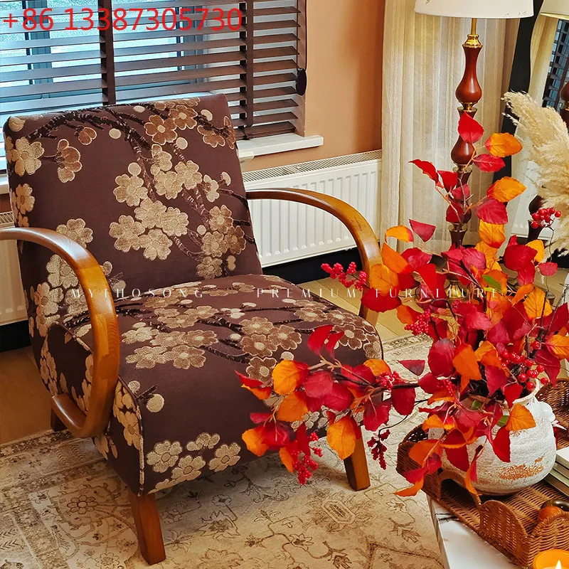 

Medieval style small full chair, living room lounge chair, vintage solid wood single sofa chair