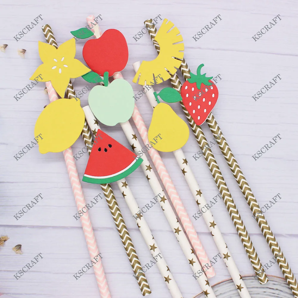 KSCRAFT Fruit Straw Toppers Cutting Dies Stencils for DIY Scrapbooking Decorative Embossing DIY Paper Cards