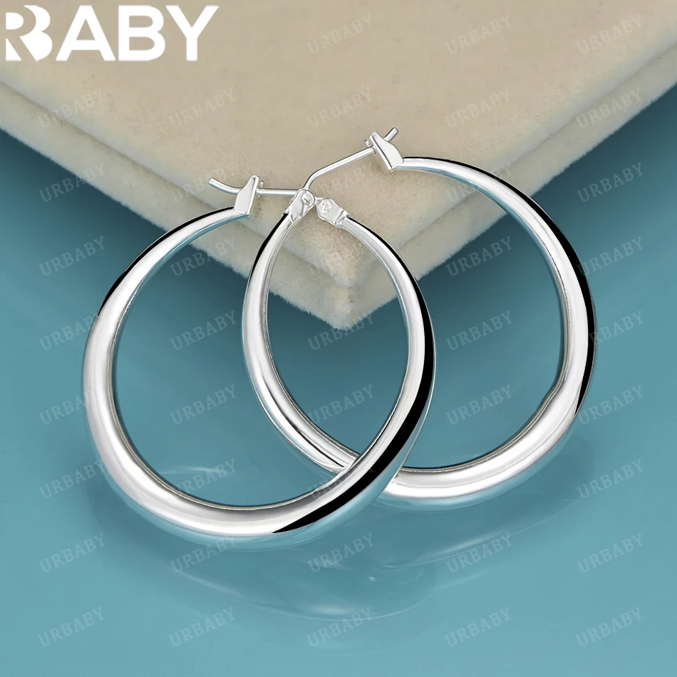 

URBABY For Women 925 Sterling Silver 36mm Round Hook Earring Beautiful High Quality Wedding Jewelry And Trend Gift