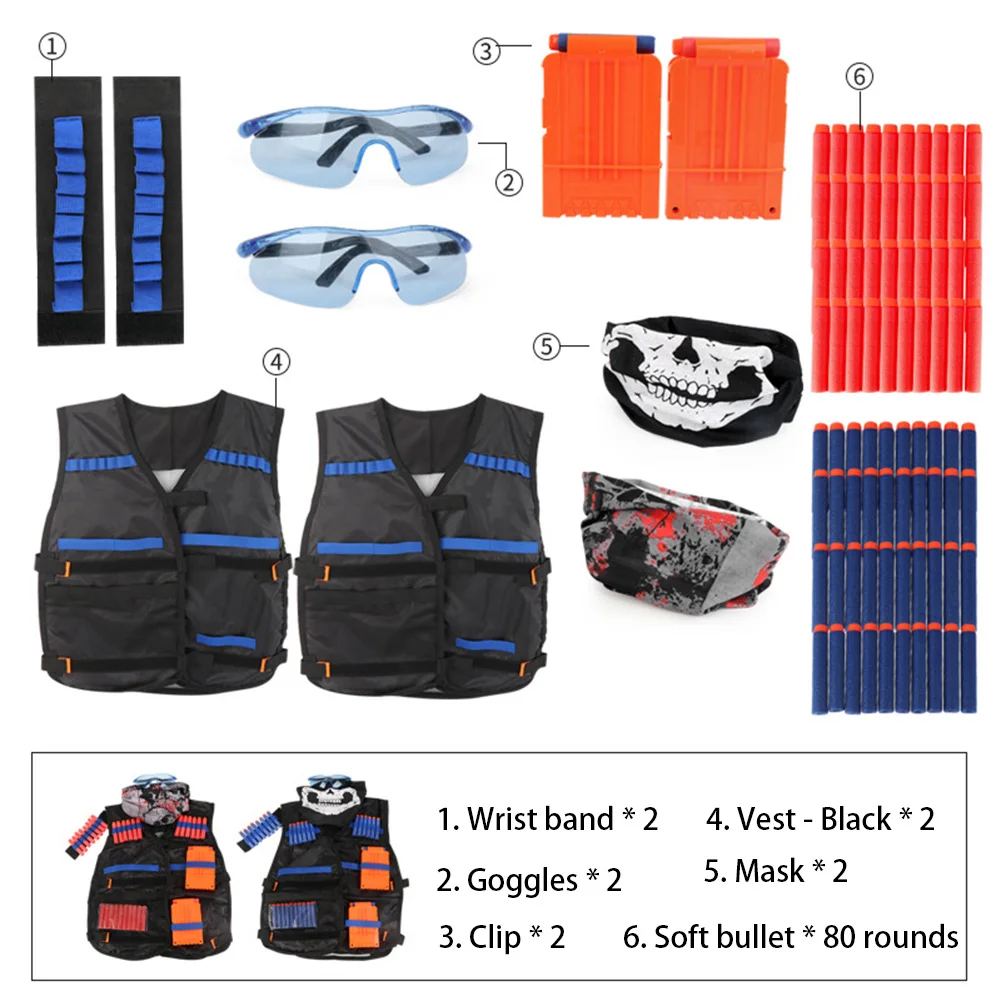 Kids Vest Suit Kit Soft Bullet Set for Nerf Game Undershirt Tactical Magazine Accessories Toys Game Playing Wear