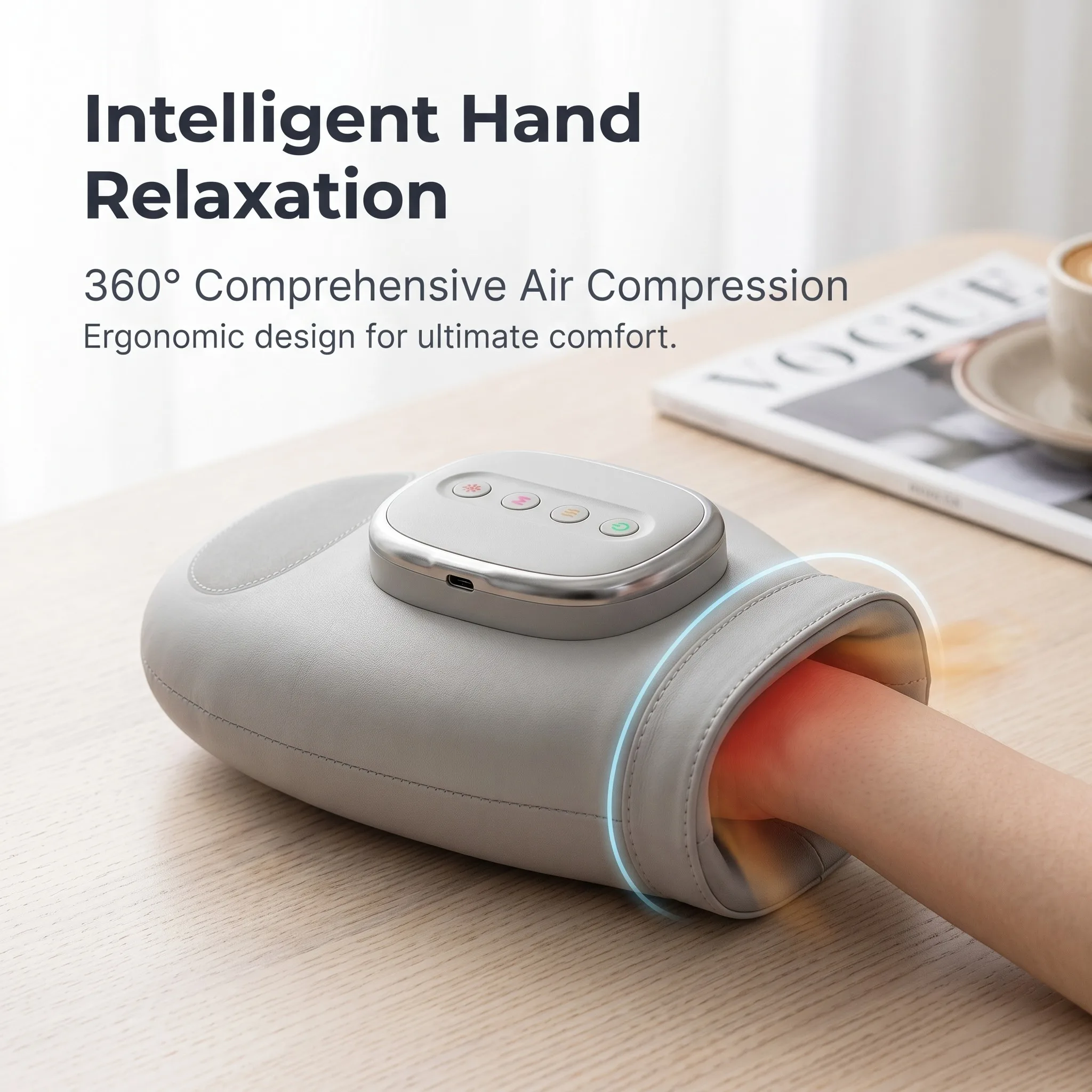 

Smart Hand Massager Air Compression Heating Therapy 3 Modes 5 Intensities Full Wrap Airbags for Hand Relax Fatigue Relief